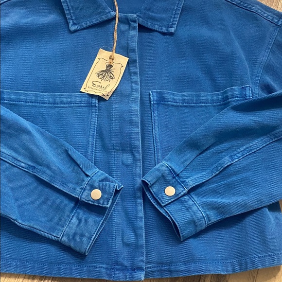 Easel Utility Crop Boxy Jacket Sky Blue Size SMALL - Picture 4 of 11